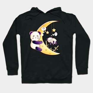 Panda bear hugging the moon Hoodie